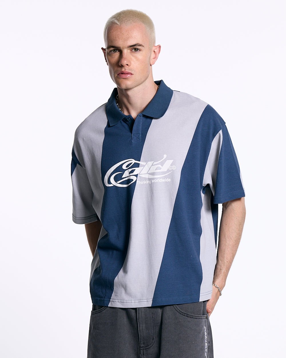 ASLANT STRIPES POLO TEE BLUE