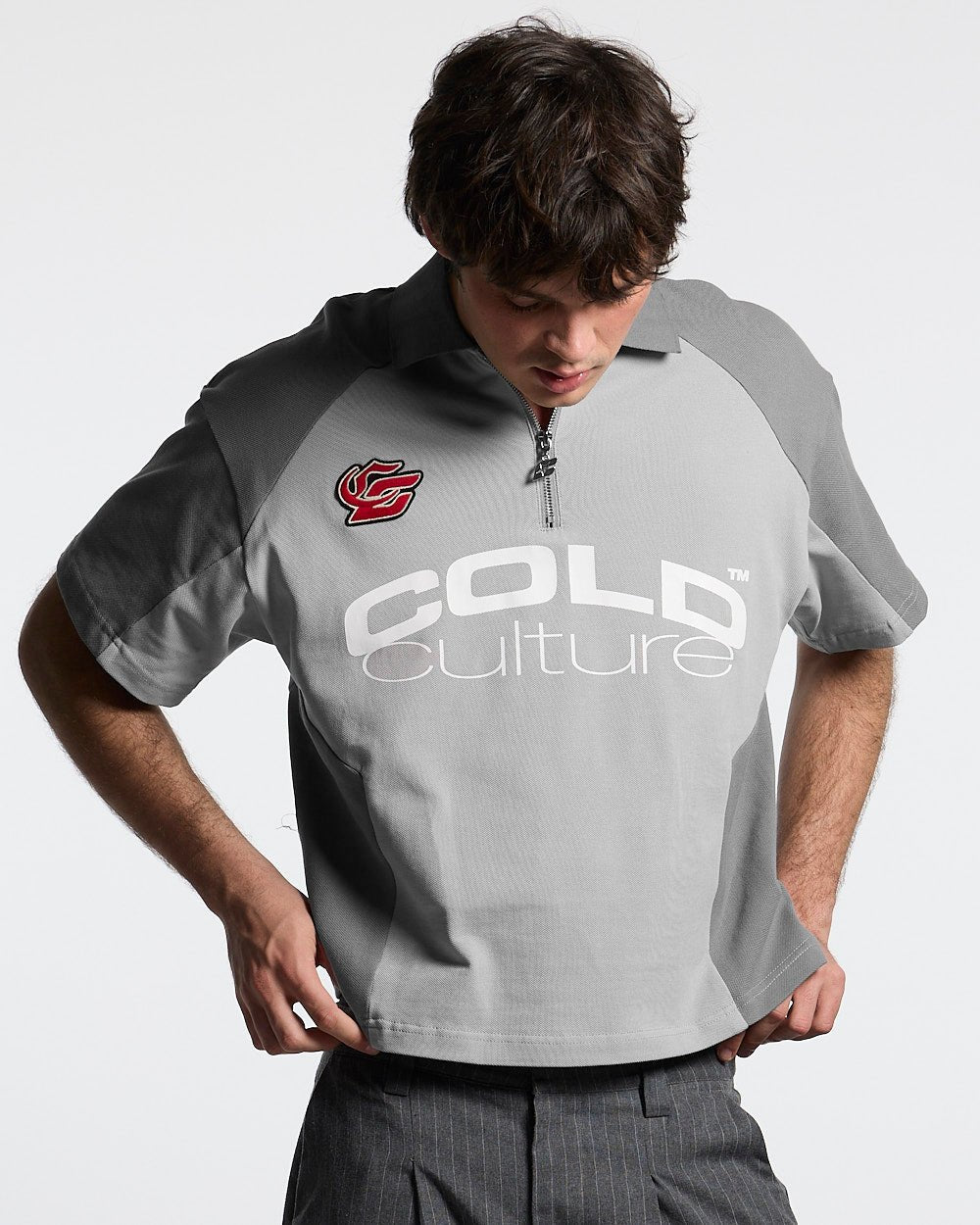 BIKER POLO LIGHT GREY