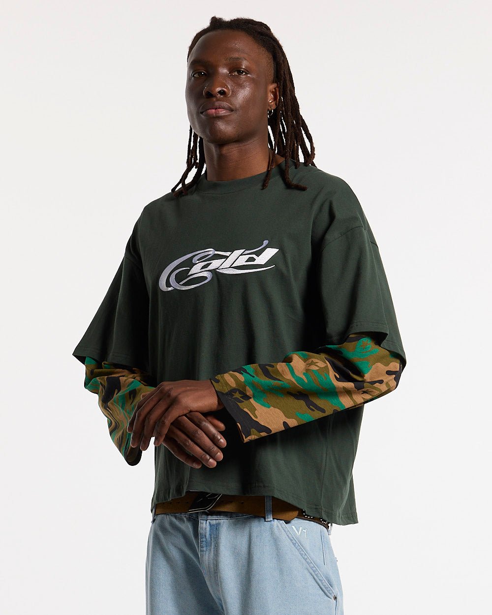 CAMO DOUBLE SLEEVE TEE DEEP FOREST
