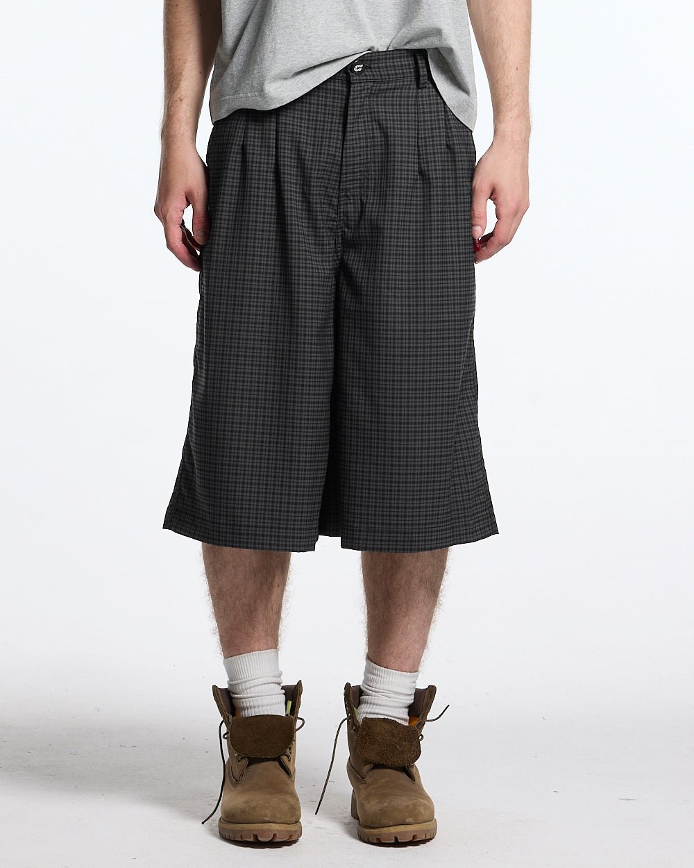 CHECK PARACHUTE JORT DARK GREY