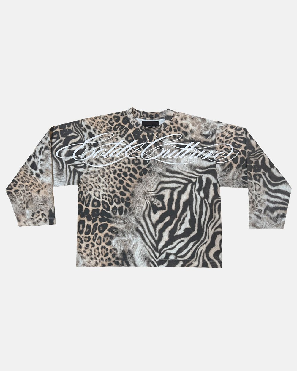 CROSSED SCRIPT LONGSLEEVE LEOPARD