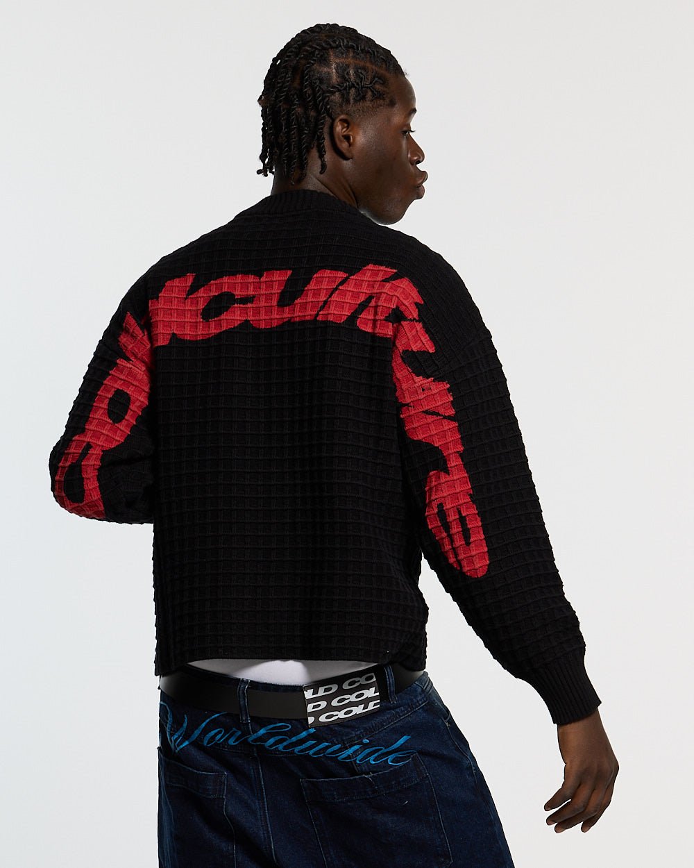 CRUNCHY WAFFLE KNIT BLACK
