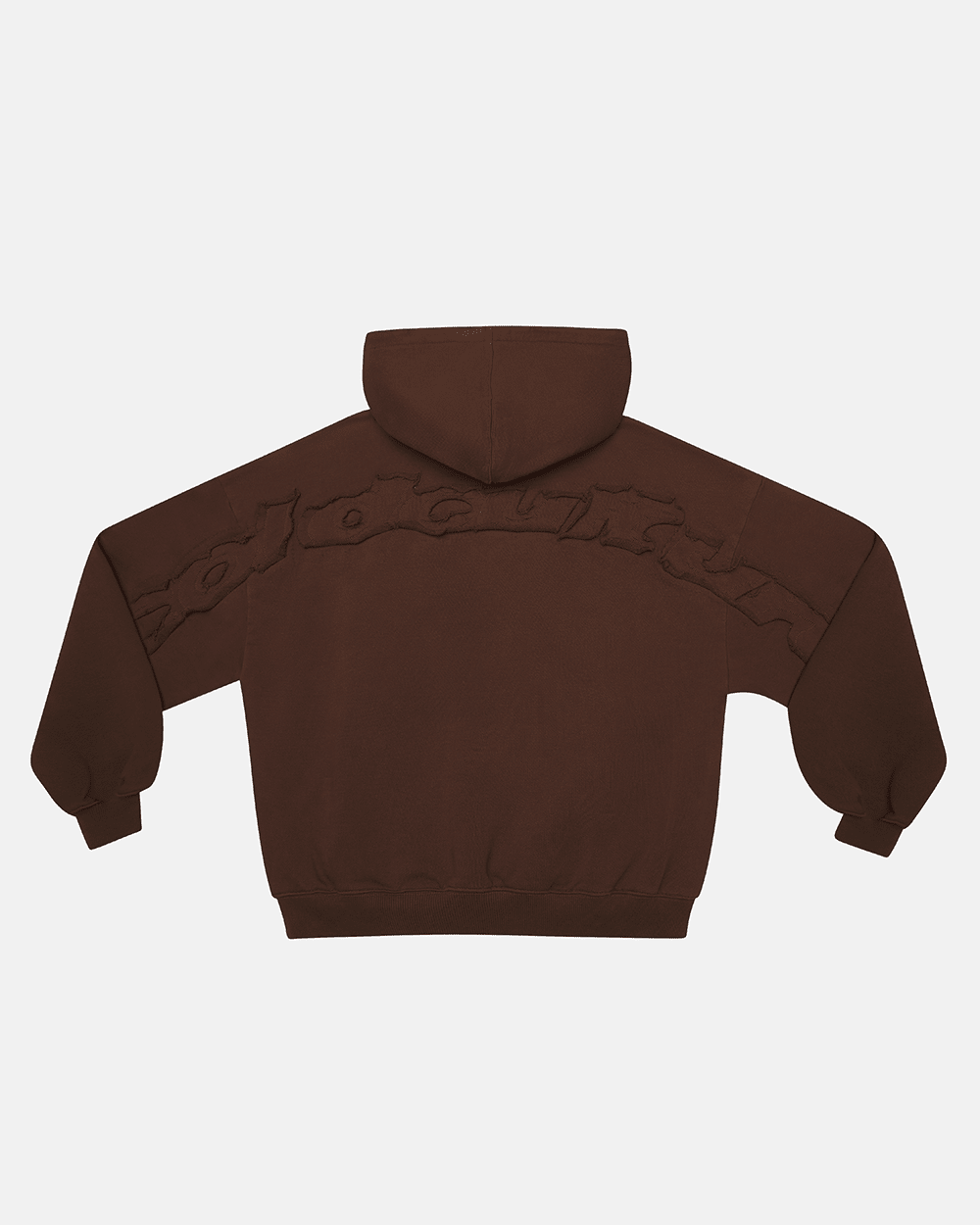 DISTRESS CURVED HOODIE BROWN