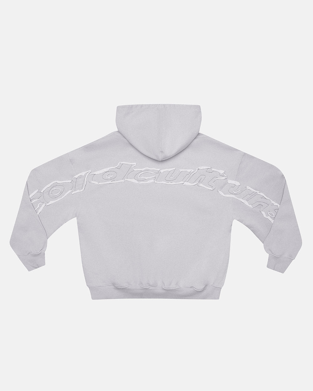 DISTRESS CURVED HOODIE LIGHT GREY