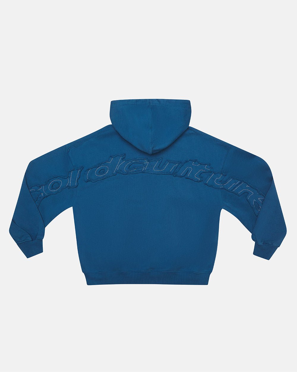 DISTRESS CURVED ZIP HOODIE DARK BLUE