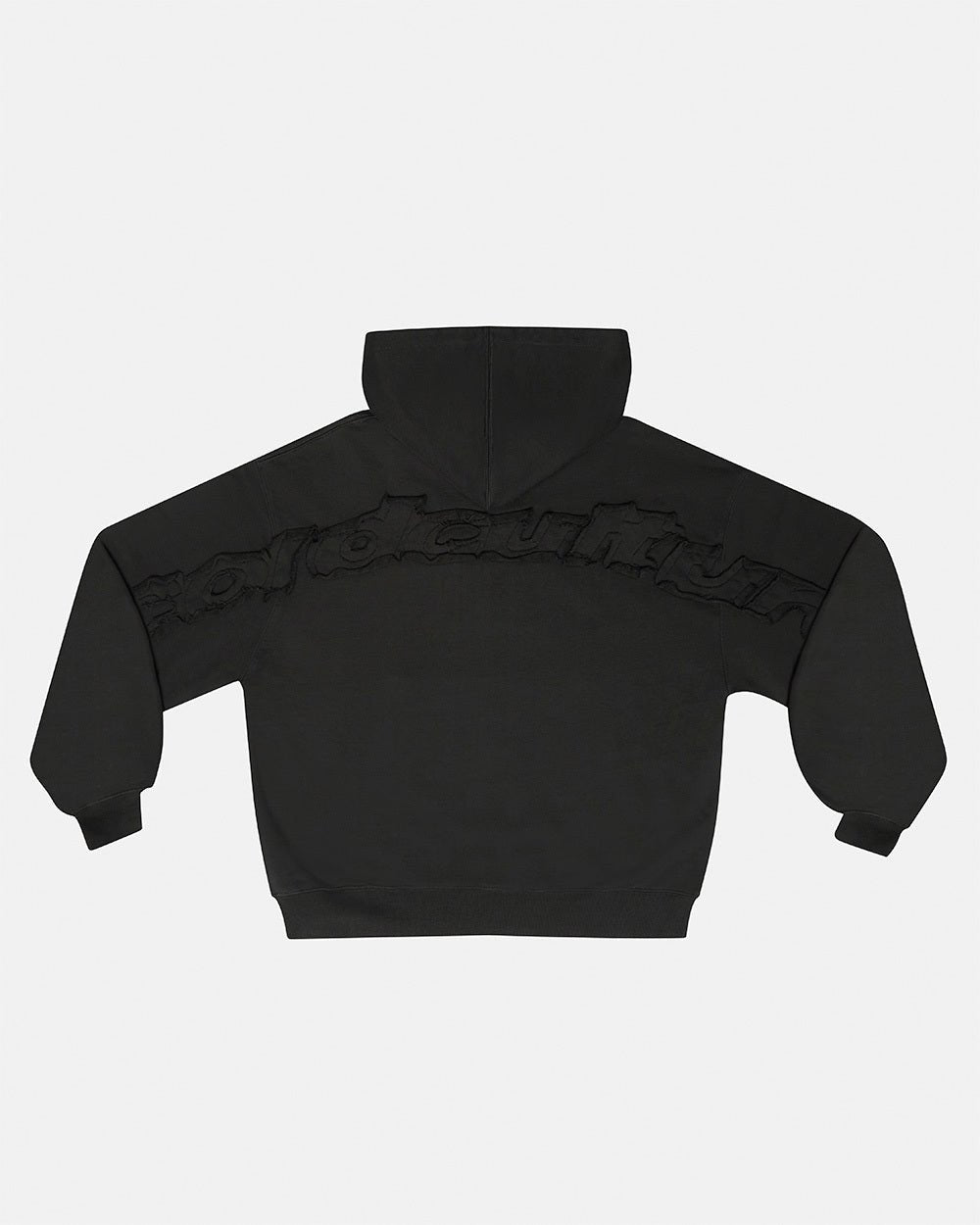 DISTRESS CURVED ZIP HOODIE DARK GREY