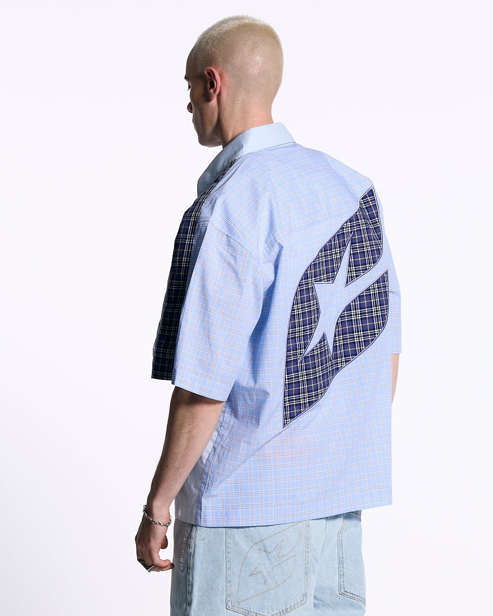DOUBLE TARTAN SHIRT LIGHT BLUE