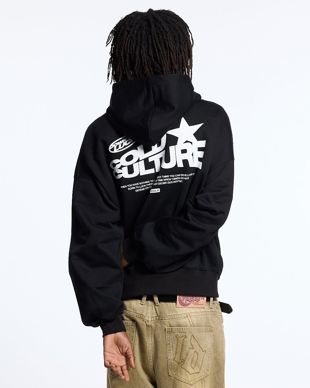 DOWN TO LUCK HOODIE BLACK AND WHITE