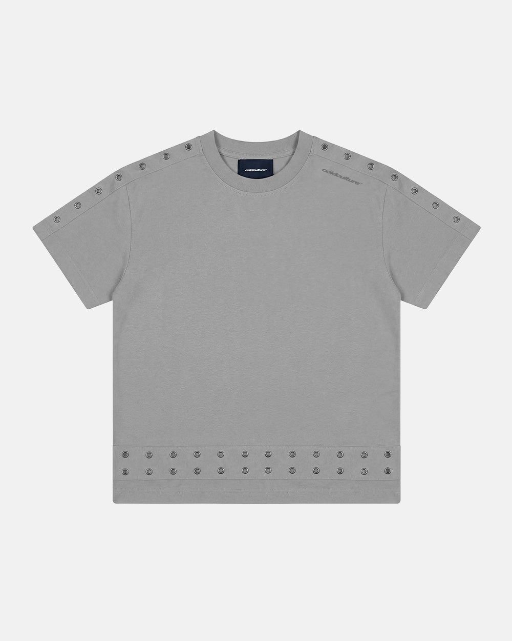 EYELET TEE LIGHT GREY