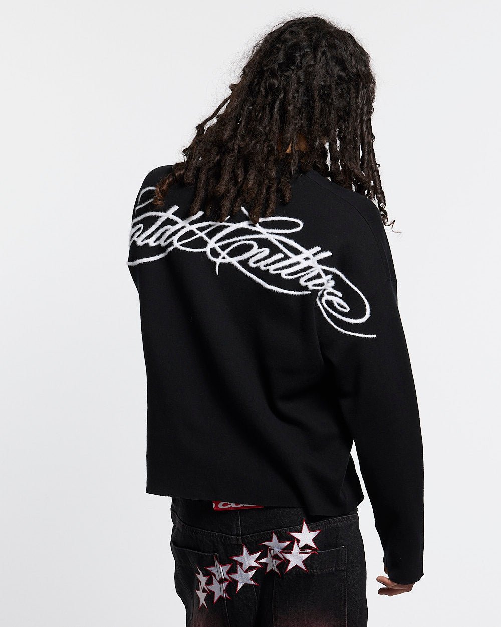 FURRY SCRIPT KNIT BLACK