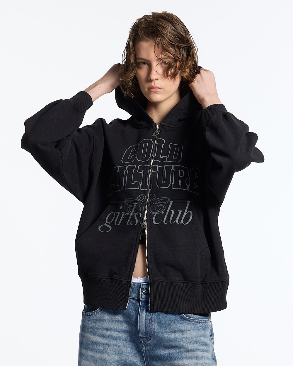 GIRLS CLUB ZIP HOODIE BLACK
