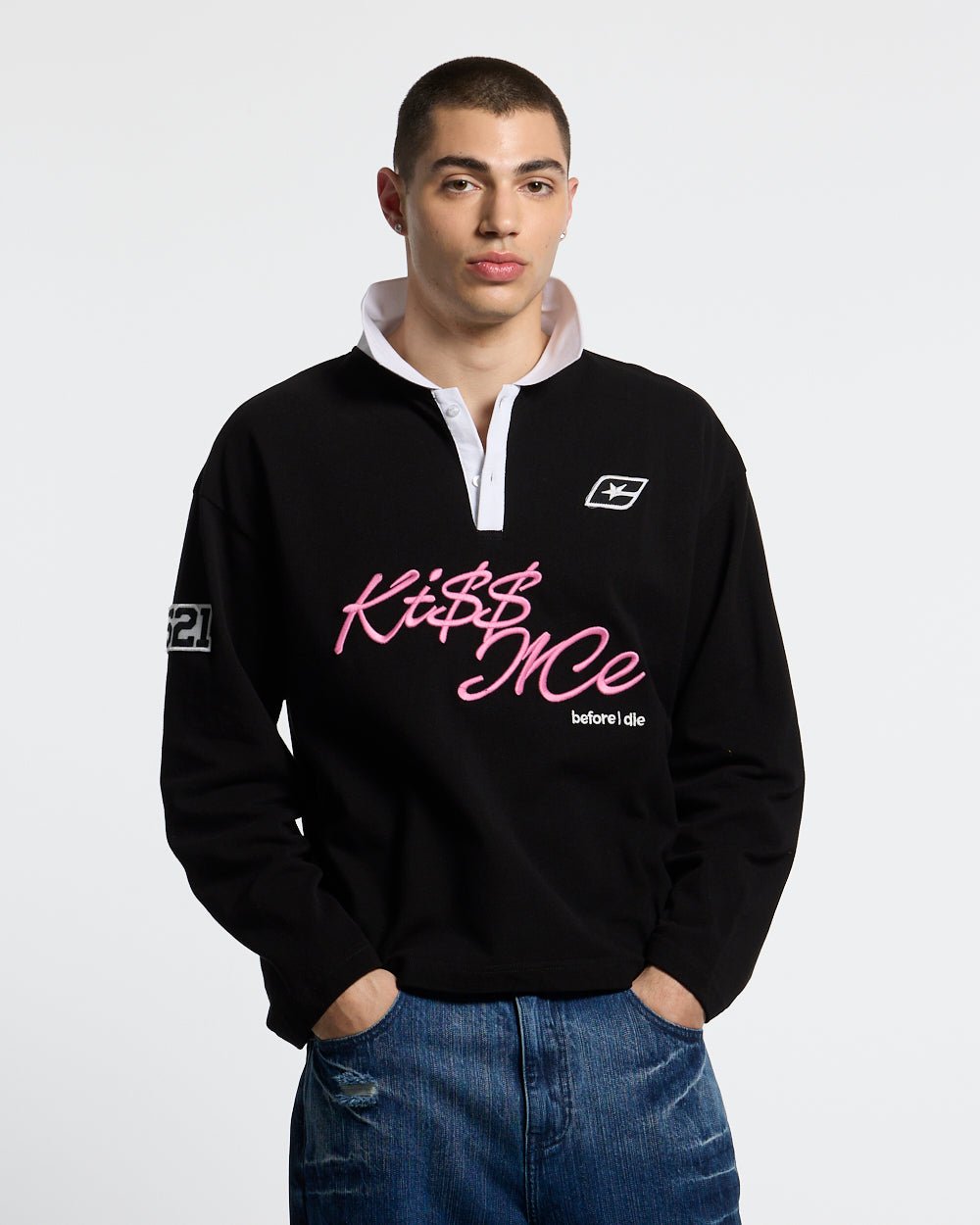 KISS ME POLO BLACK & PINK