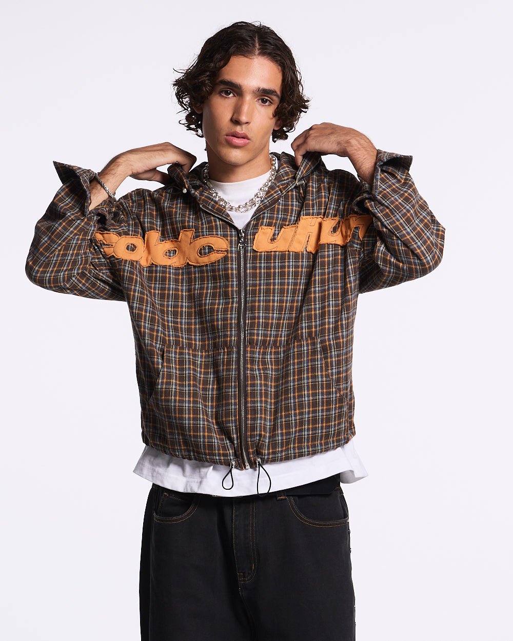 MEMPHIS HOODED SHIRT ORANGE AND BLUE