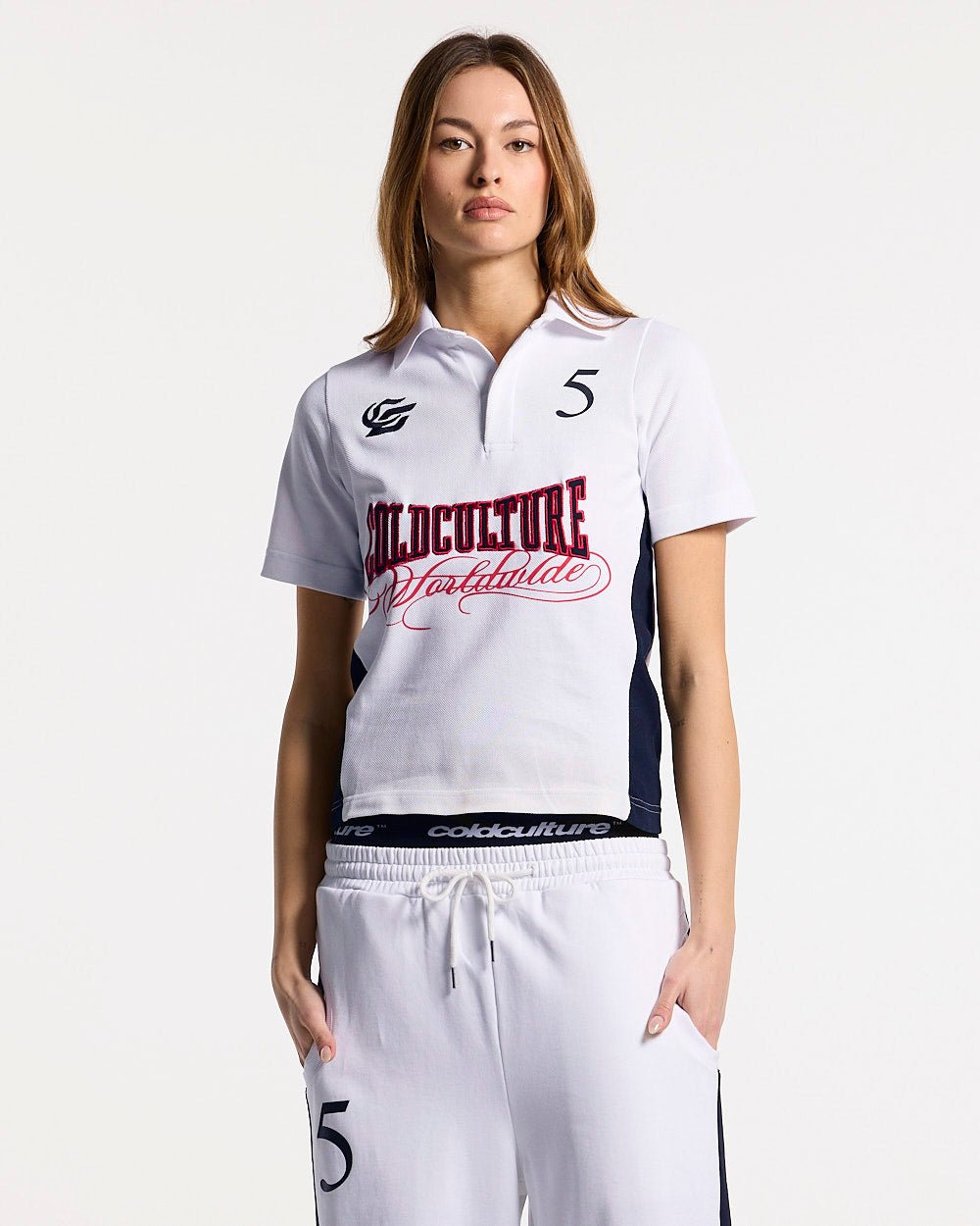 NIA SET POLO WHITE & BLACK