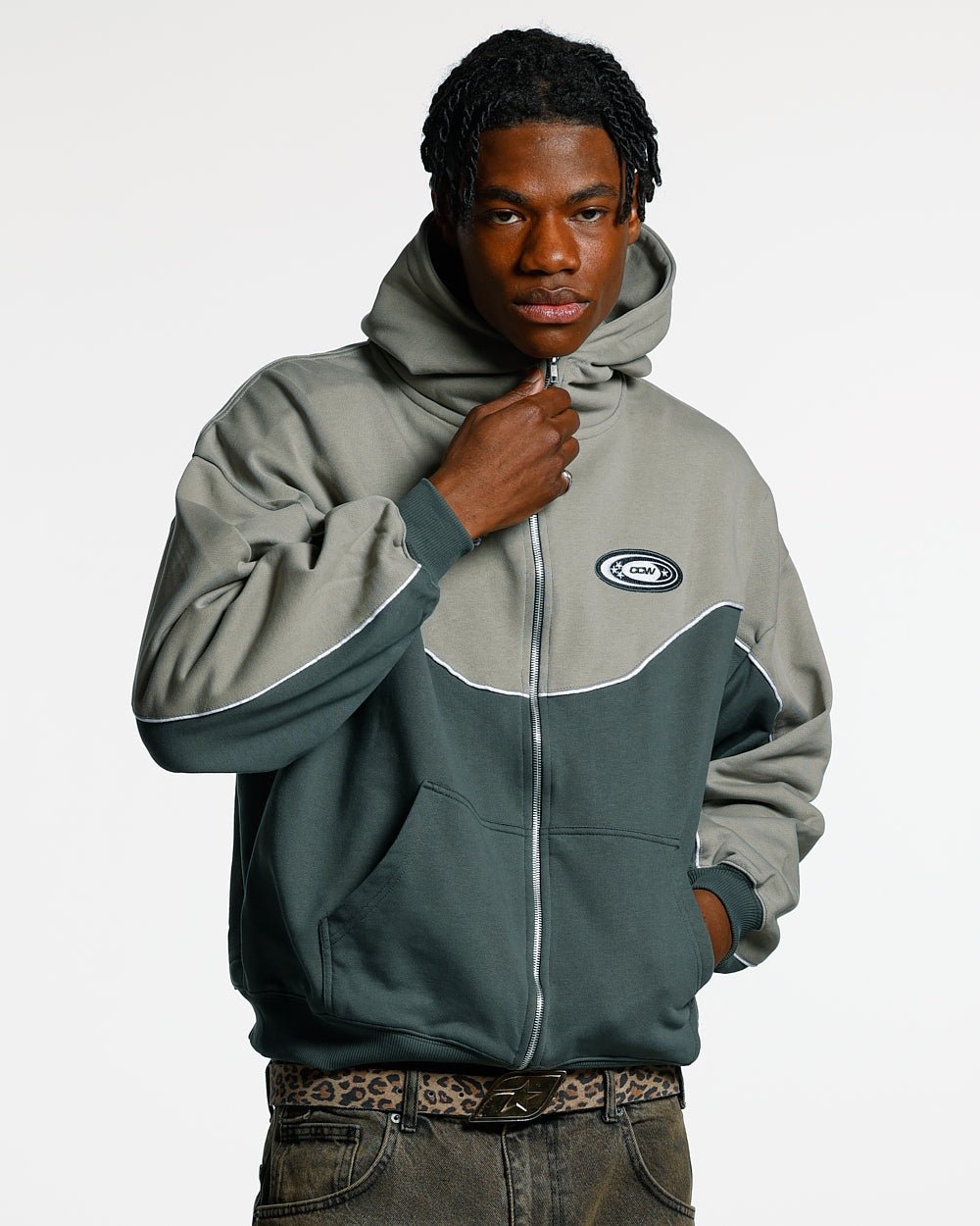 NO RISK ZIP HOODIE GREY SCALE