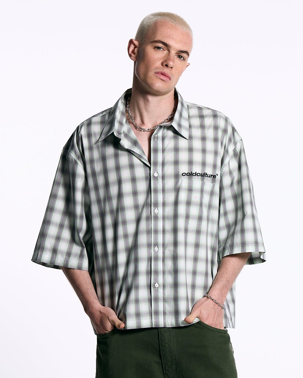 ONE POCKET SHIRT BLURRED GREEN