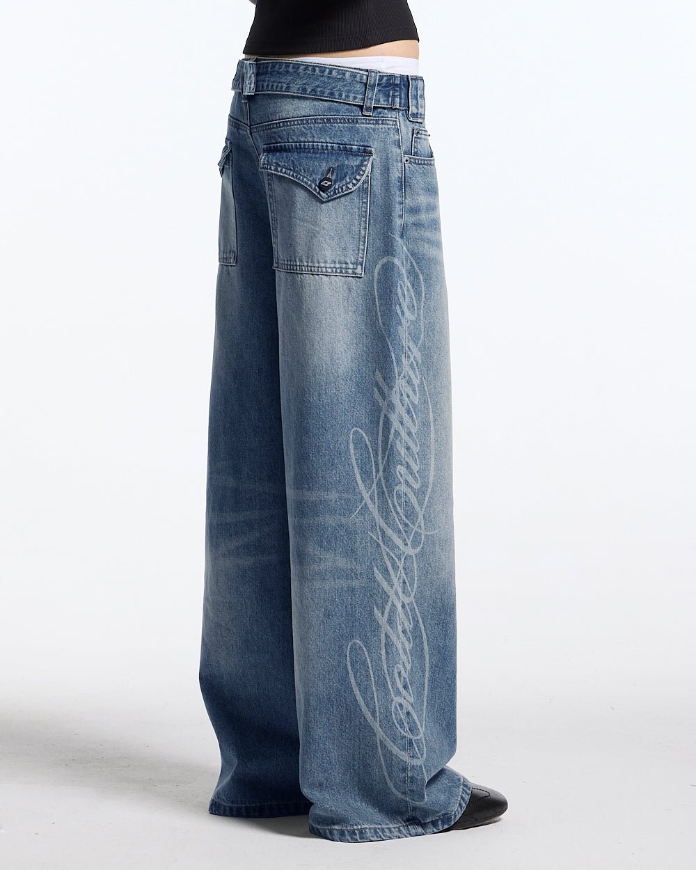 PERFECT SCRIPT PANTS BLUE DENIM