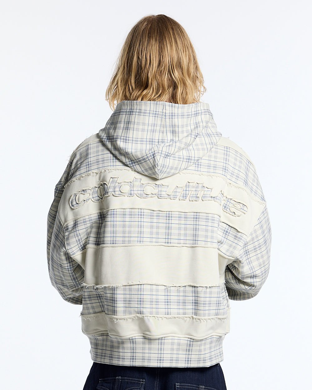 RIPPED ZIP HOODIE WHITE