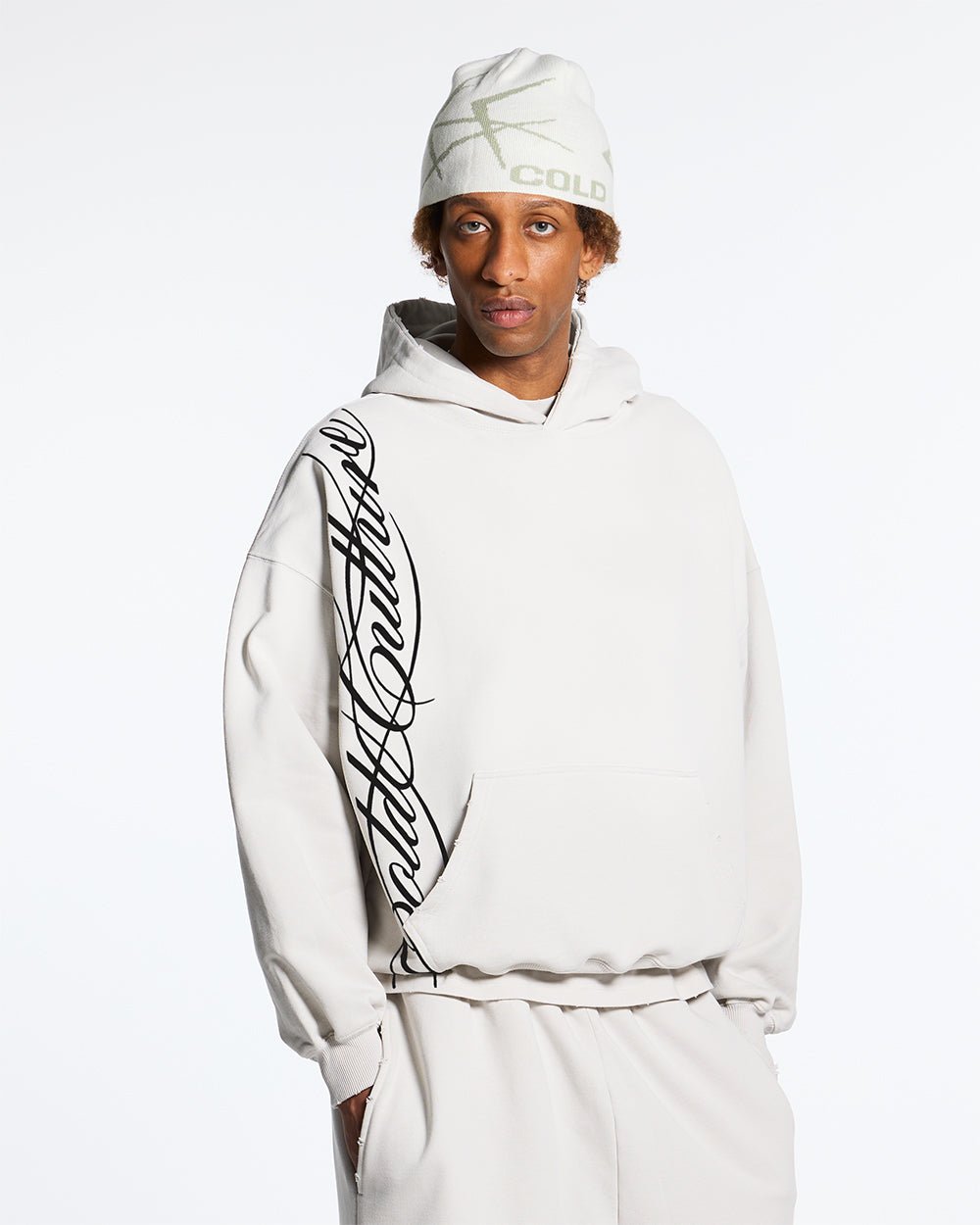 SCRIPT HOODIE LIGHT GREY