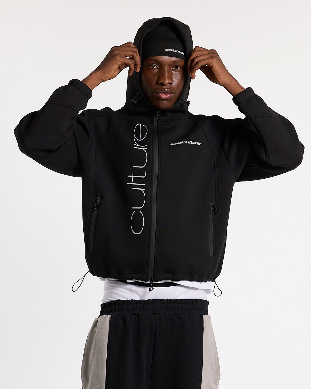 SCUBA ZIP HOODIE GREY & BLACK