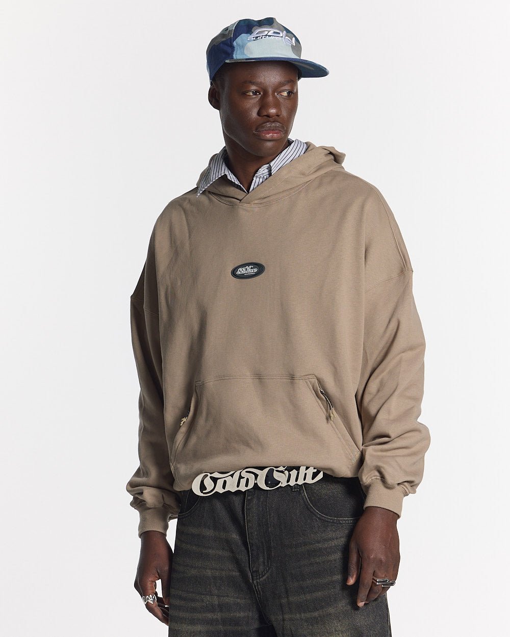 SILICONE DETAIL HOODIE SHADY BROWN