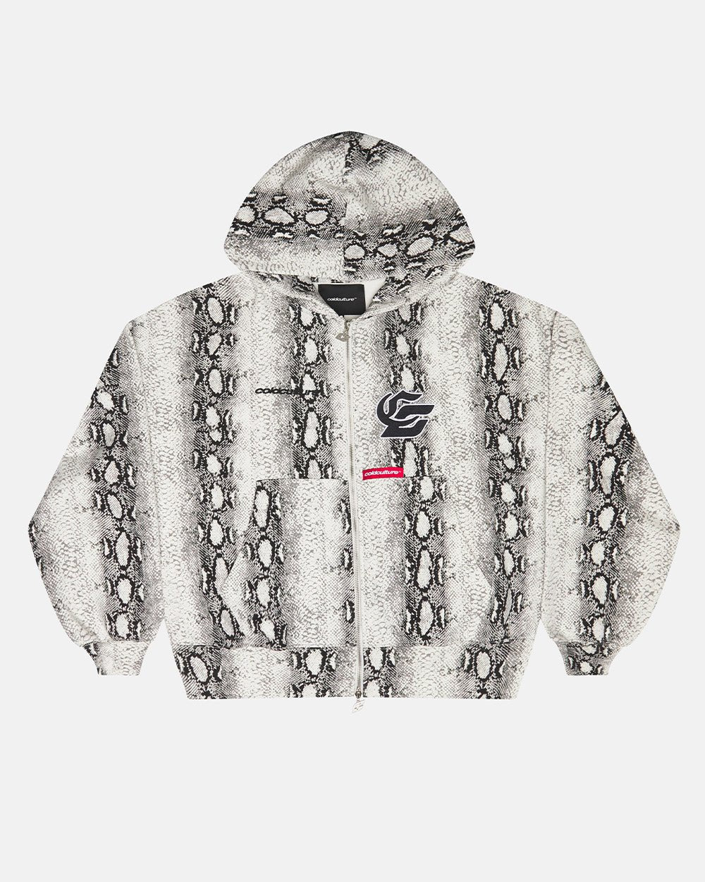 SNAKE ZIP HOODIE WHITE & BLACK