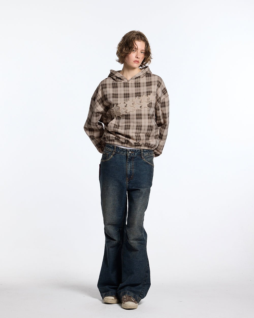 STARS TARTAN HOODIE BEIGE