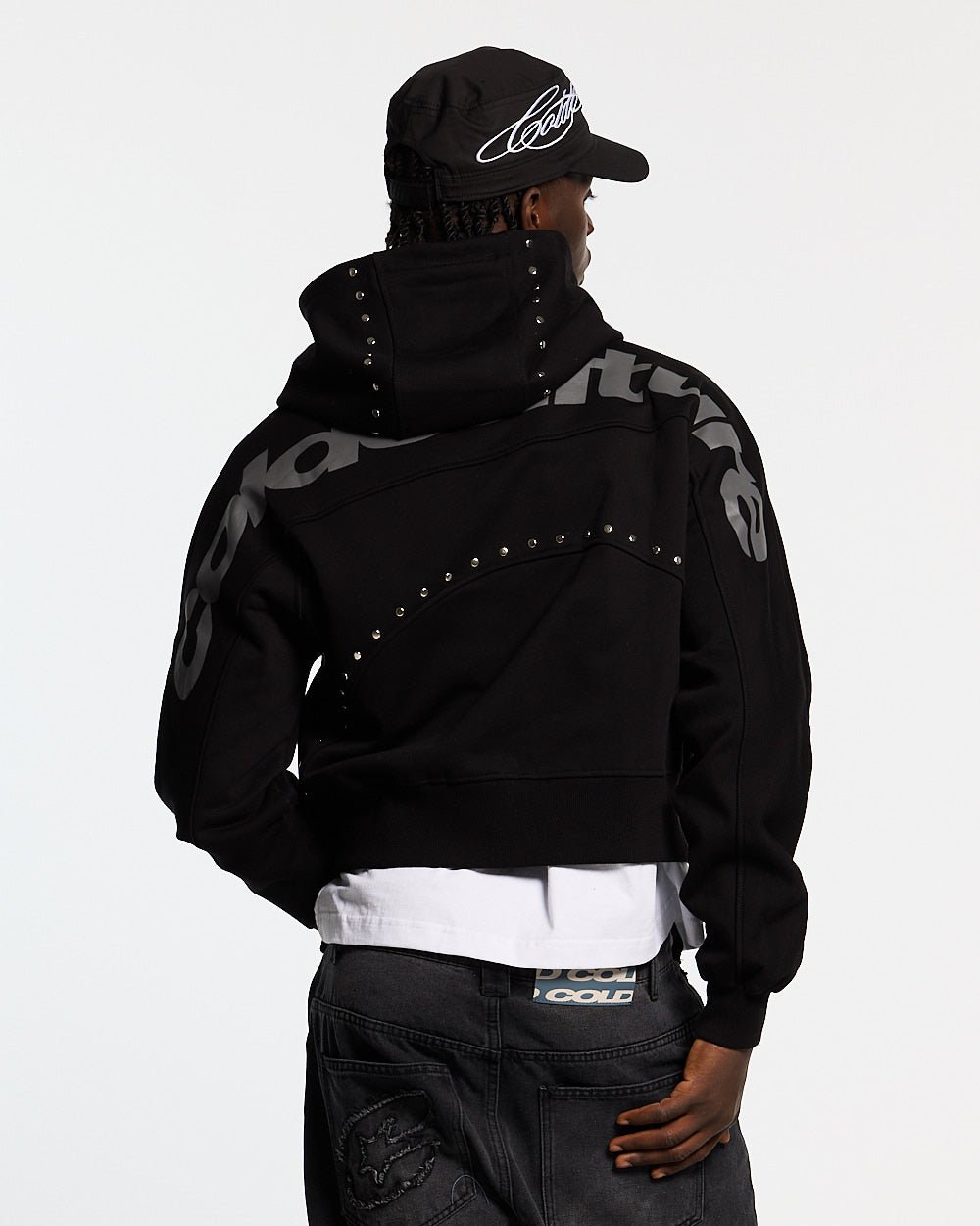 STUD ZIP HOODIE BLACK