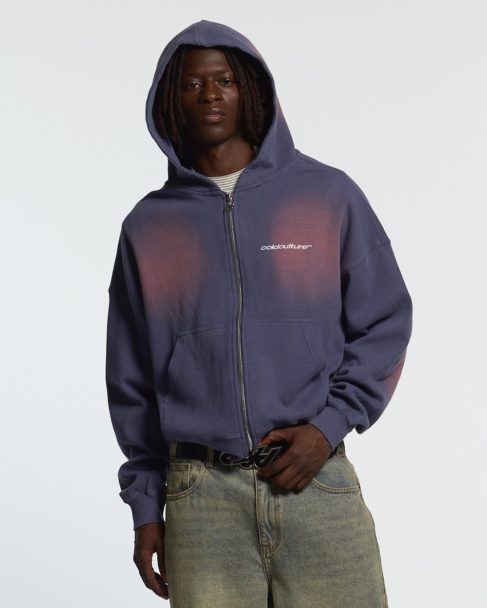 THERMAL ZIP HOODIE BLUE