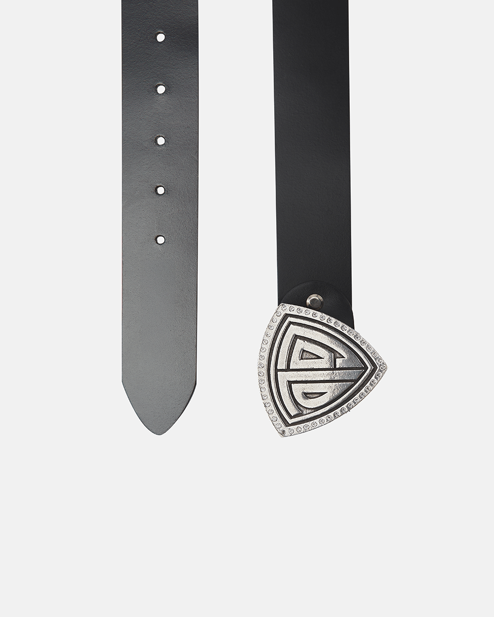 TRIANGLE BLING BLING LEATHER BELT BLACK