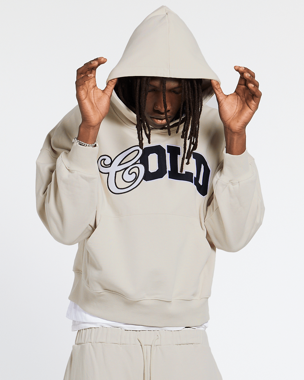 VARSITY HOODIE IVORY GREY